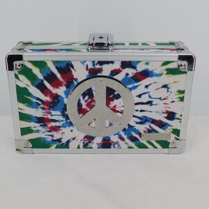 Vaultz Metal School Pencil Box Lockable Peace Tie Dye Hardside Case Keys New